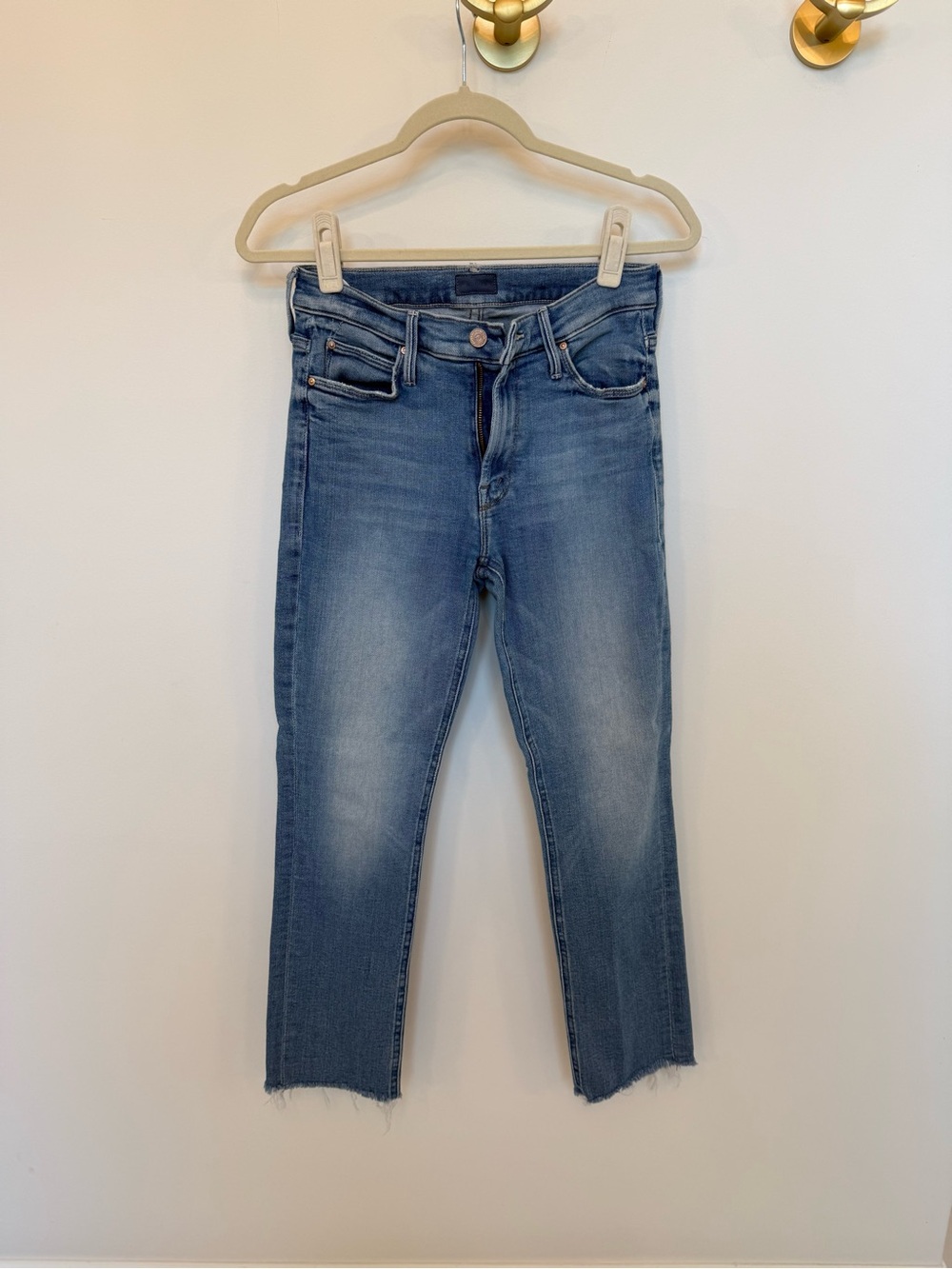MOTHER Blue Cropped Ankle Jeans